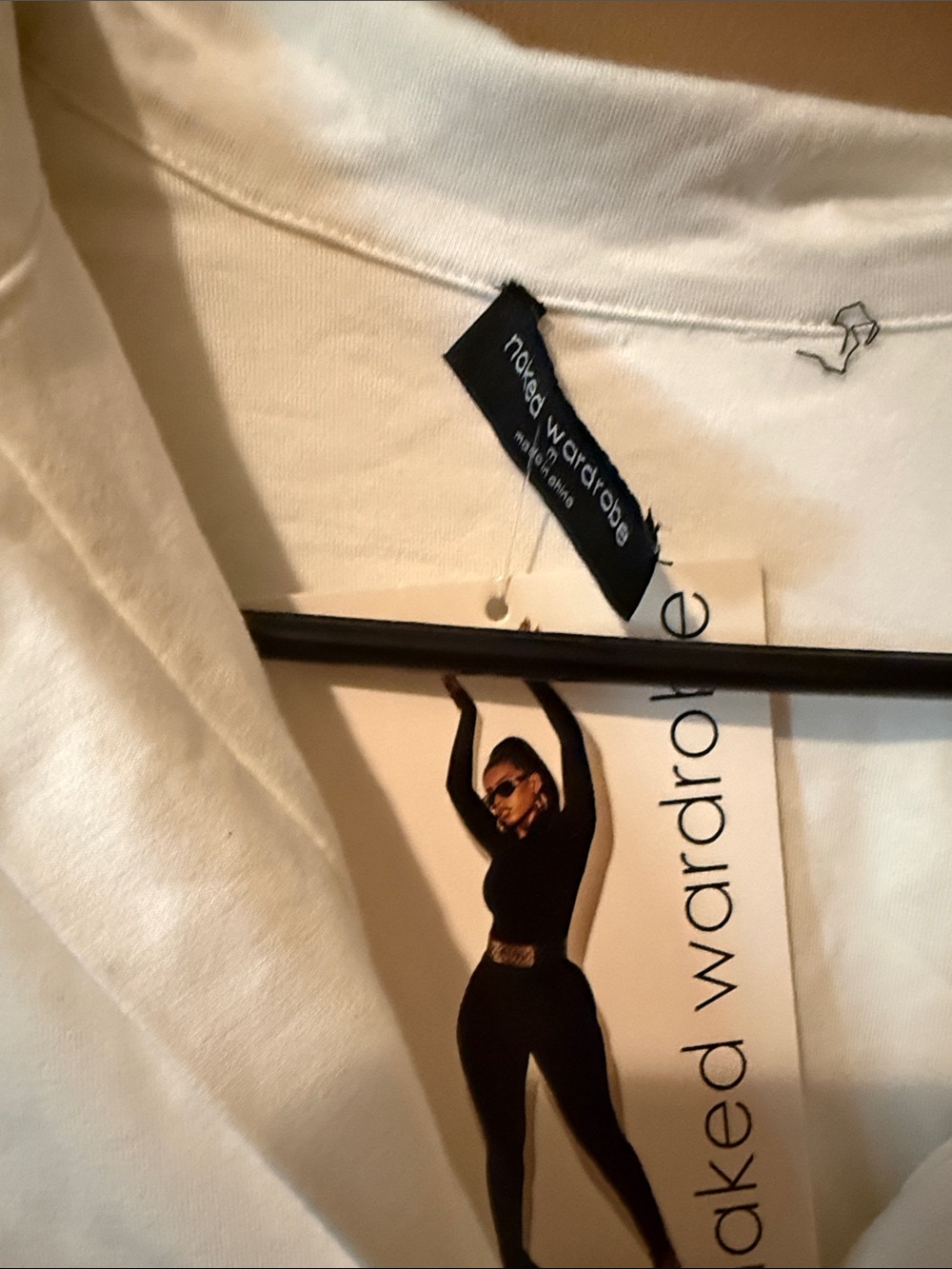 Naked wardrobe white collared long sleeve crop top. - Picture 3 of 4
